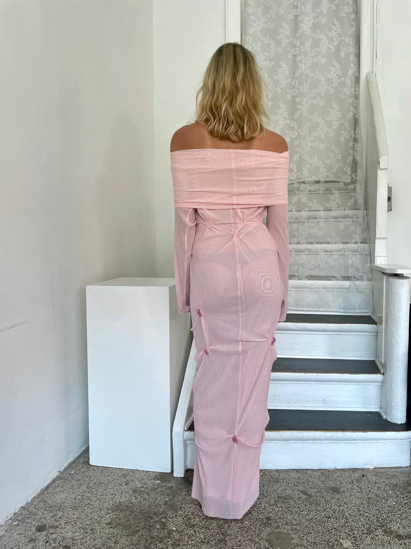Draped mesh dress