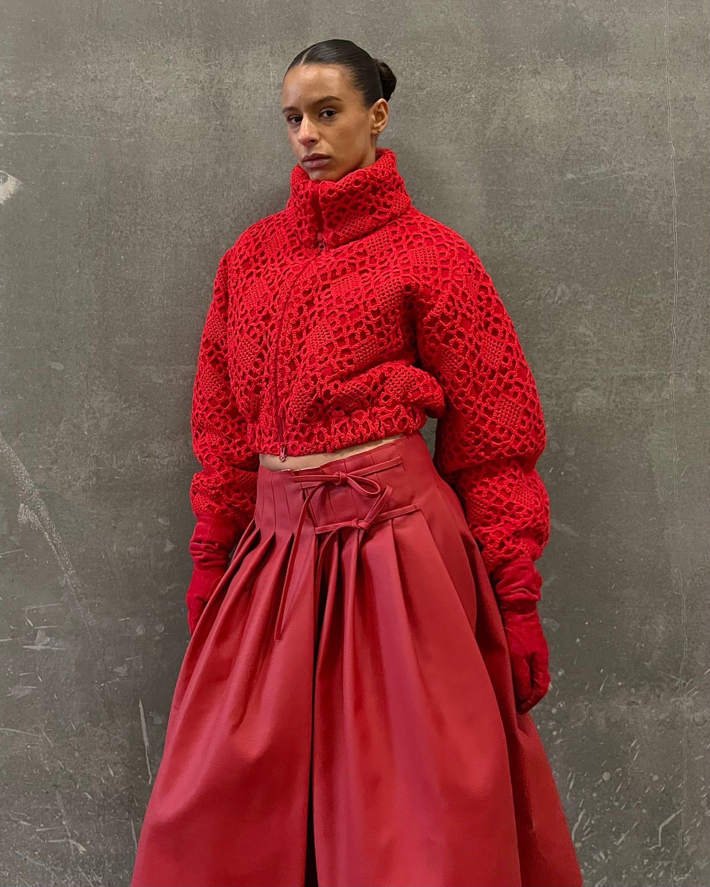 Abena Crochet Bomber Jacket
