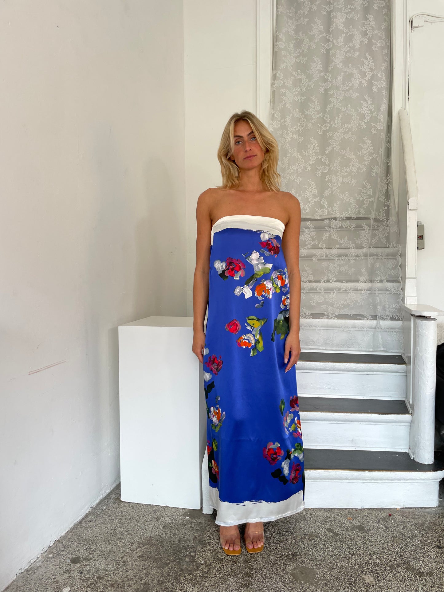 Satin floral dress