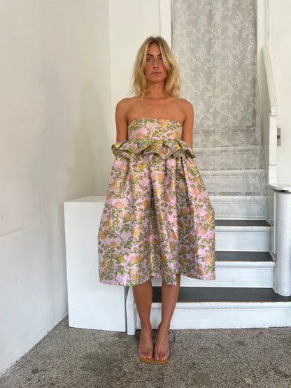 Jacquard ruffle dress