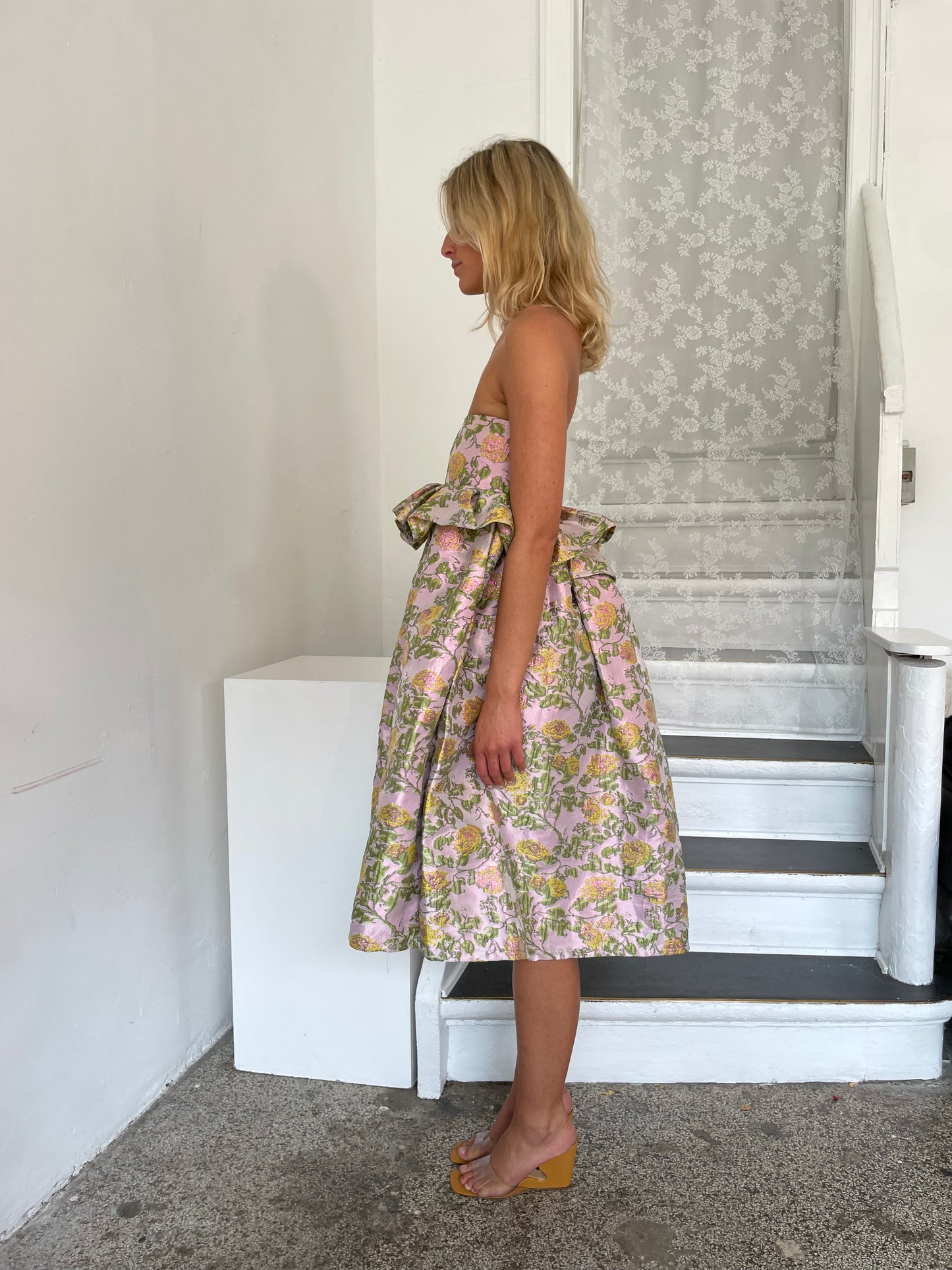 Jacquard ruffle dress