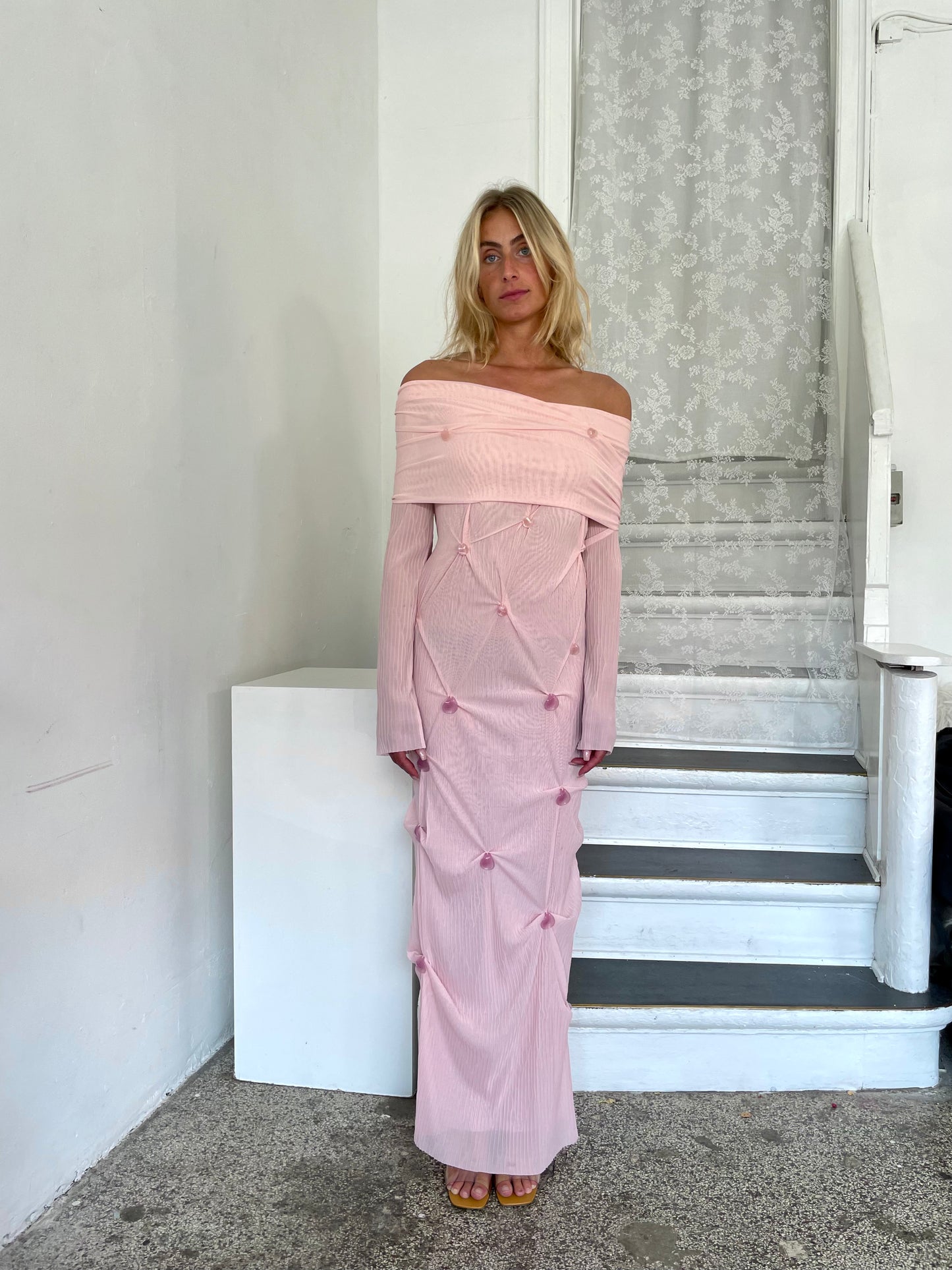 Draped mesh dress