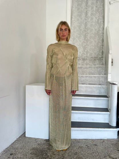 Gold knit dress
