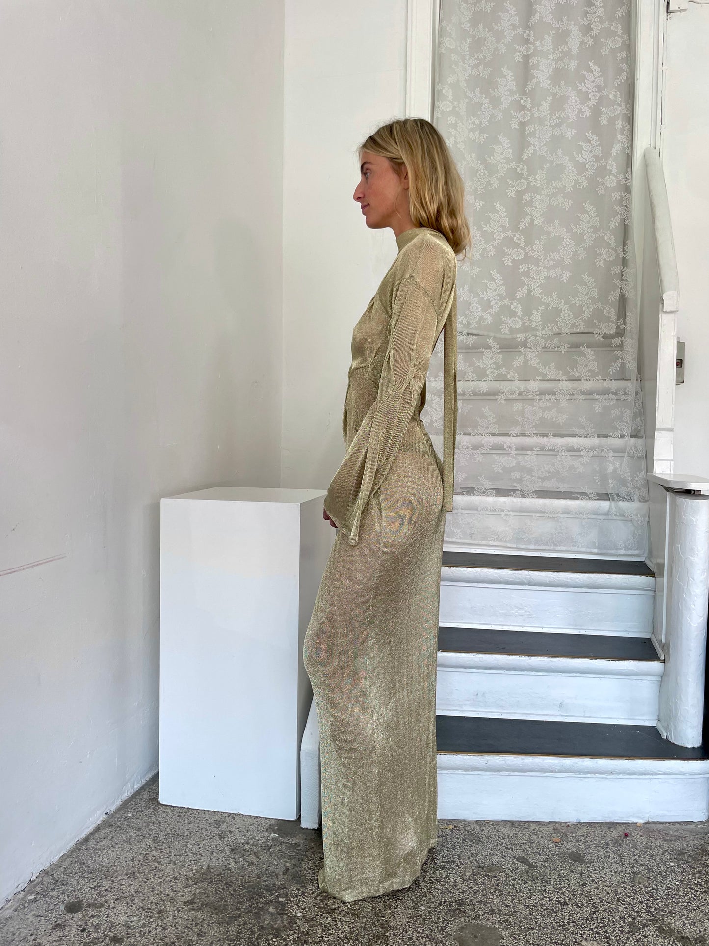 Gold knit dress