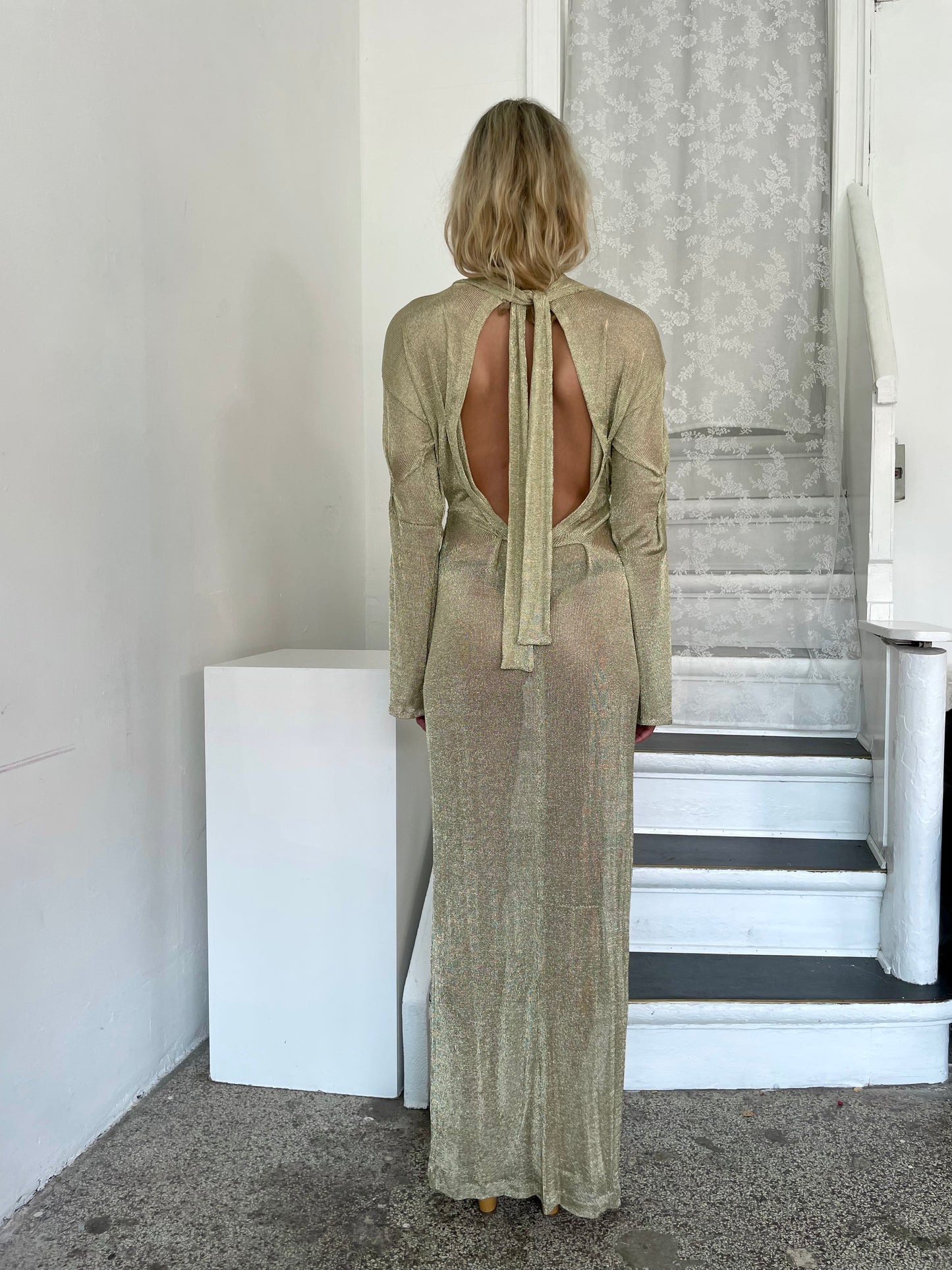 Gold knit dress