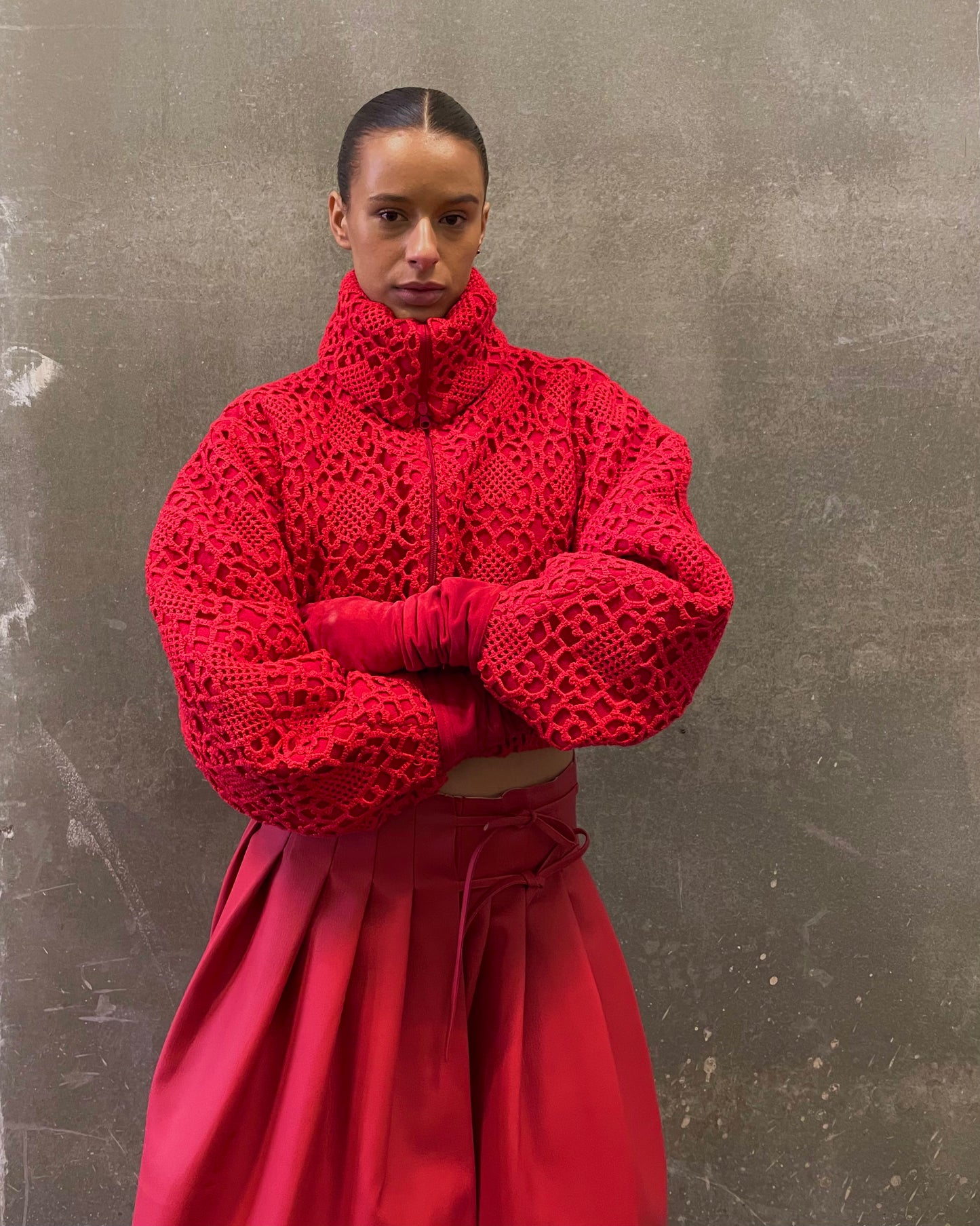 Abena Crochet Bomber Jacket