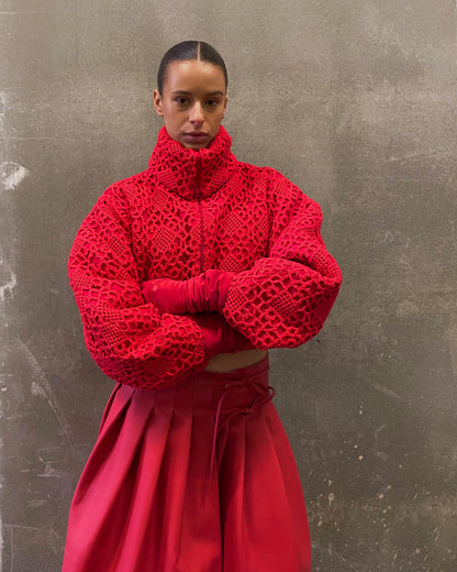 Abena Crochet Bomber Jacket