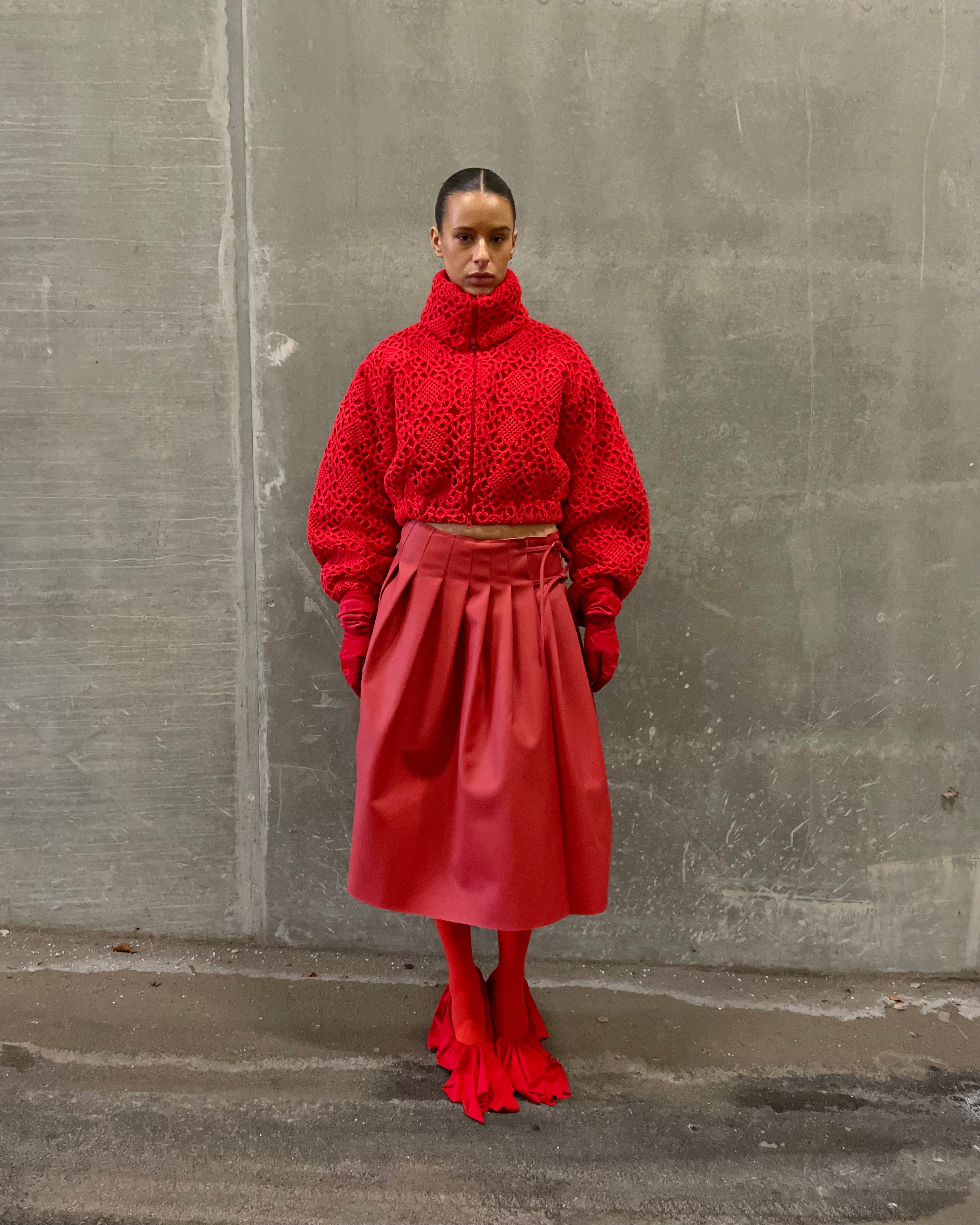 Abena Crochet Bomber Jacket