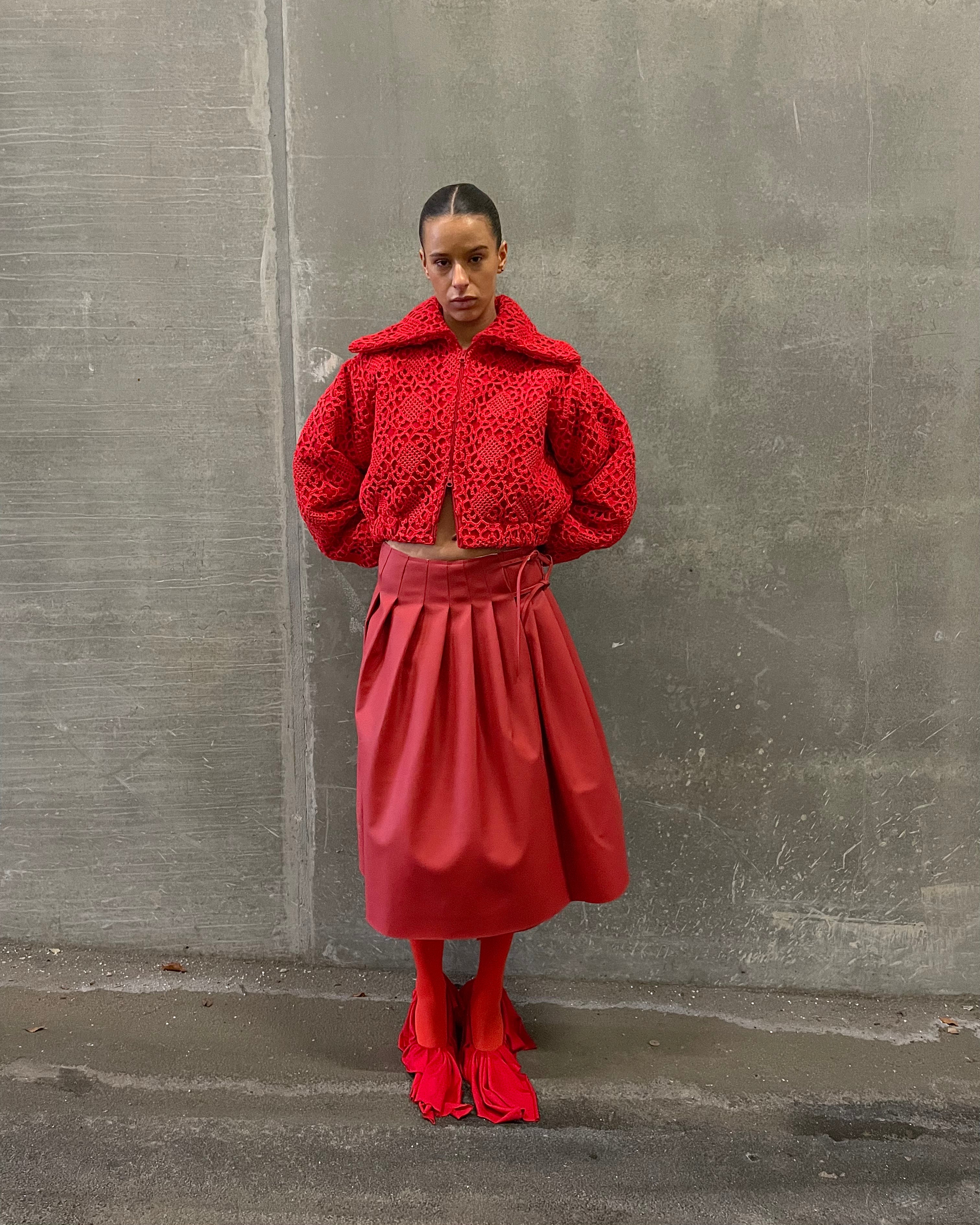 Abena Crochet Bomber Jacket